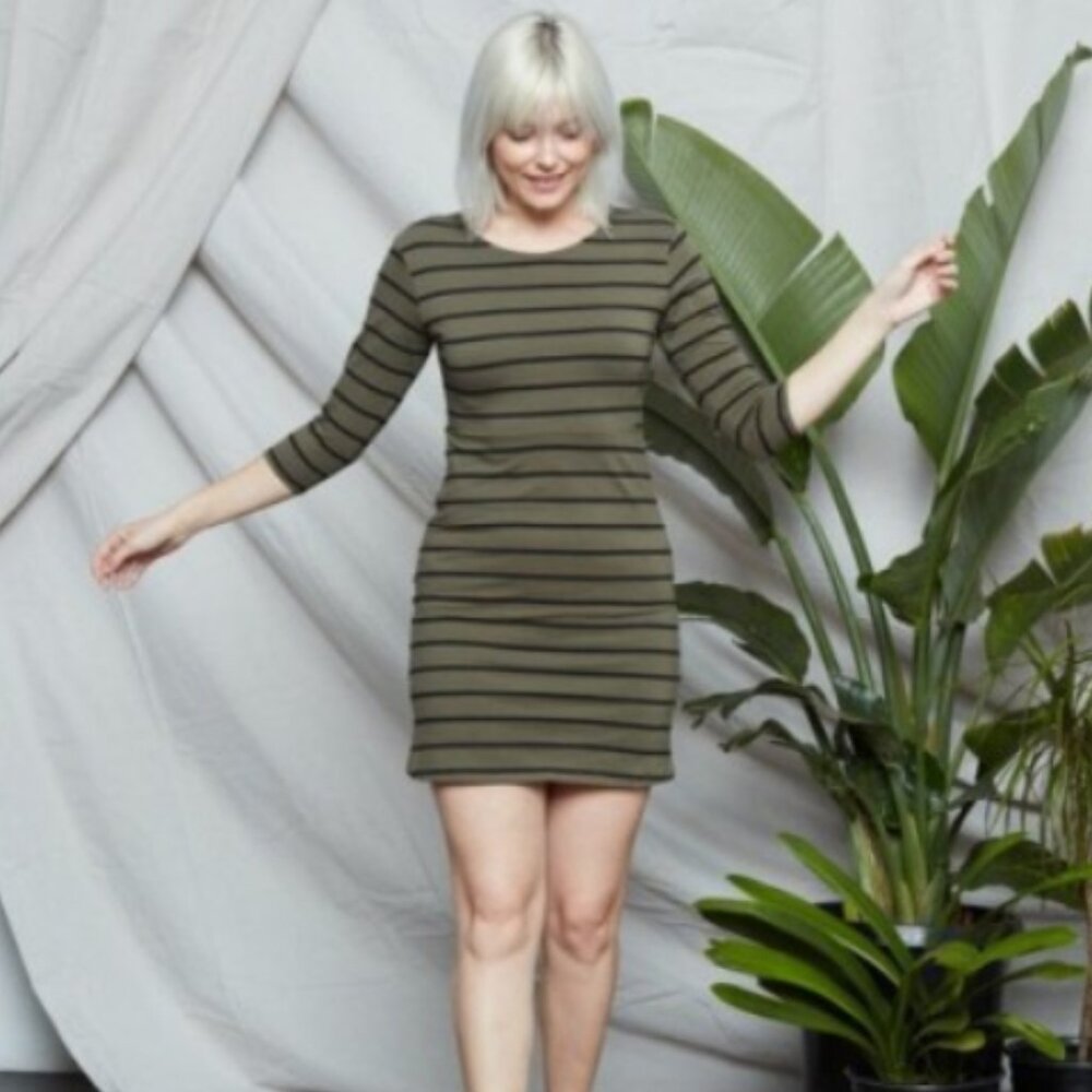 Known Supply Wallace Dress in Army Stripe